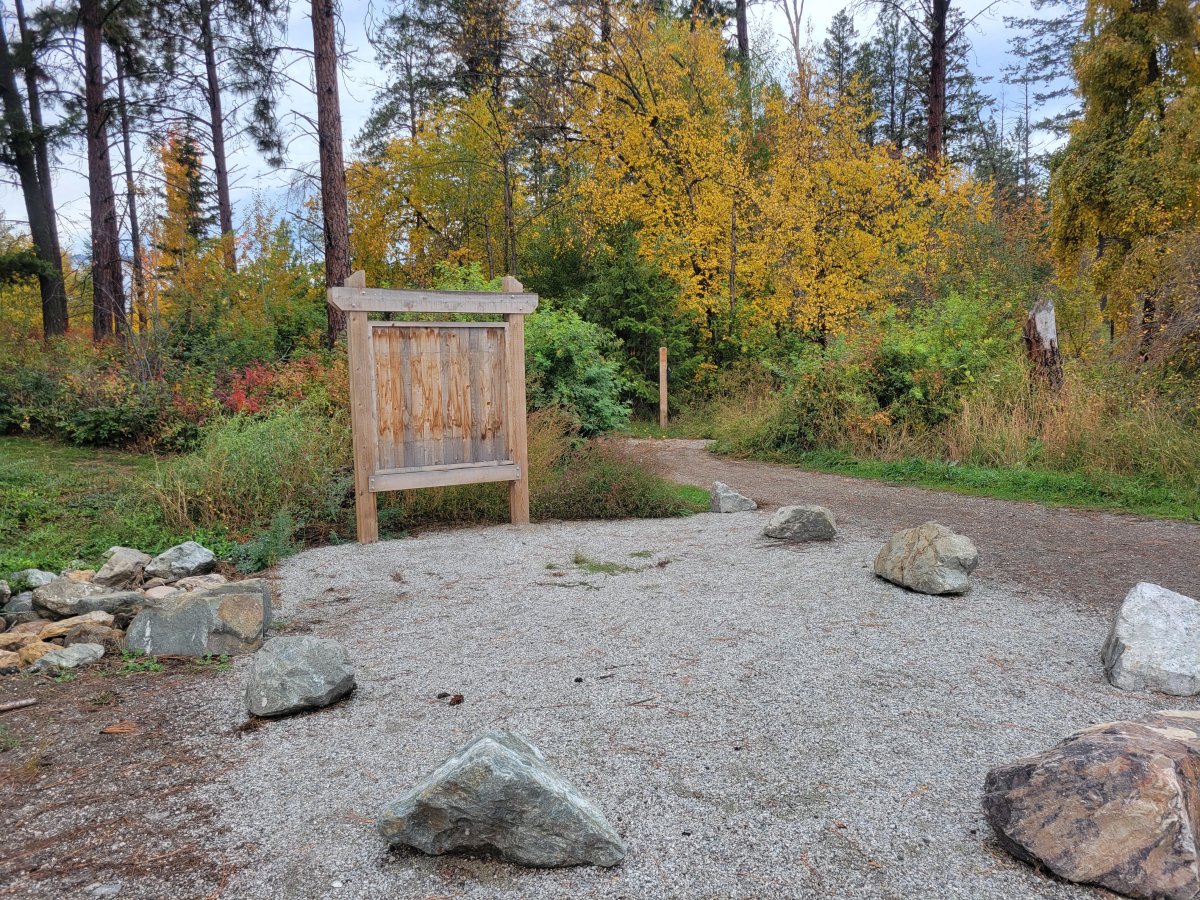 One of the kiosks in Jack Seaton Park in Lake Country that had its signage and maps removed.