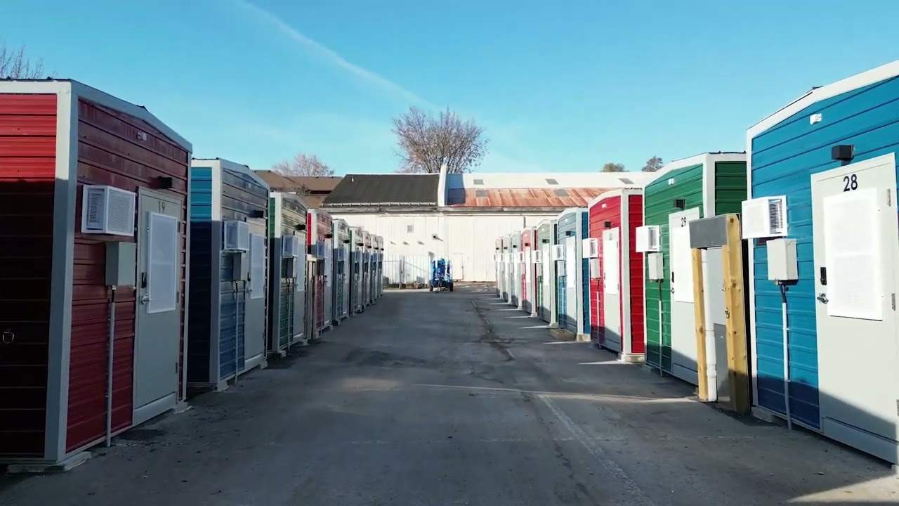Photo of the Wolfe Street Modular Bridge Housing project in Peterbrough, Ontario.