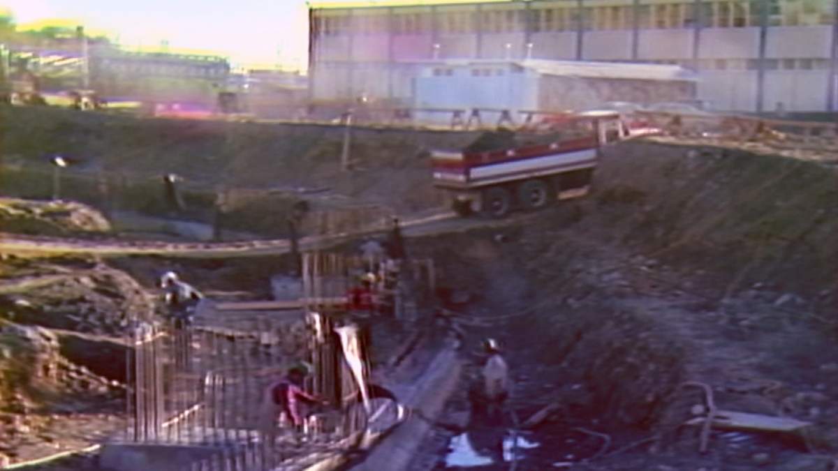 Saddledome construction in Calgary’s Stampede Park ahead of the opening of the iconic arena in 1983.