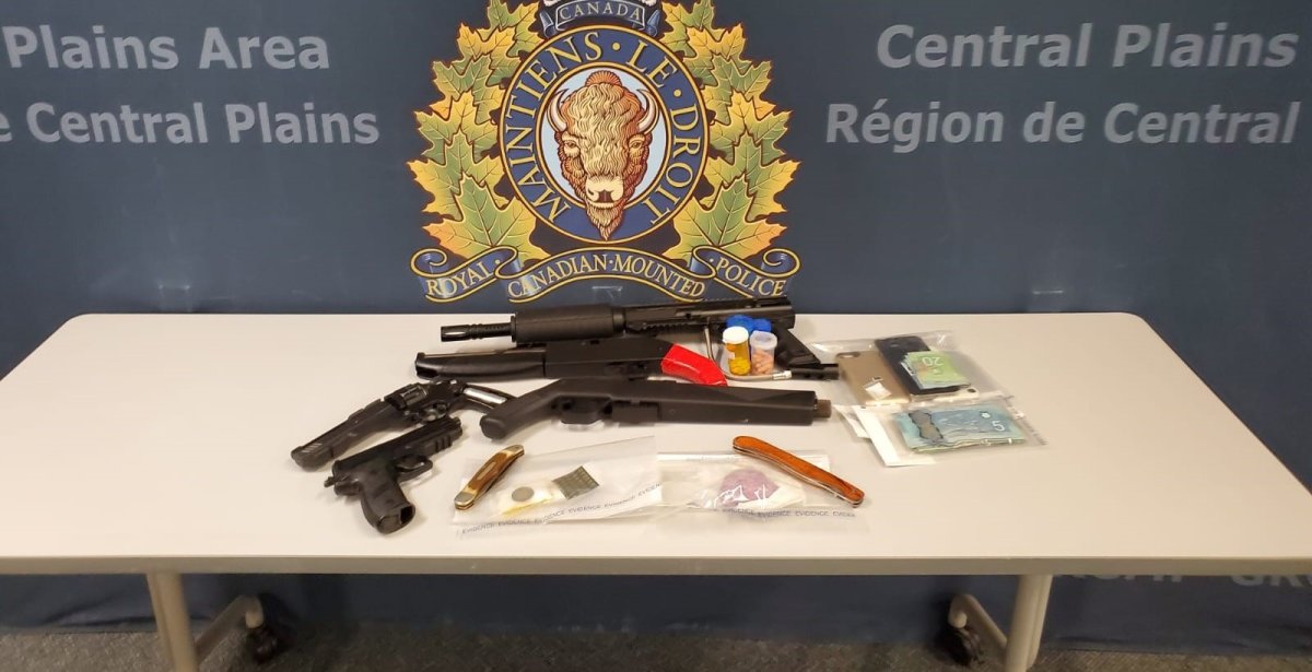 Seized contraband on display at the Manitoba RCMP's Central Plains detachment. 