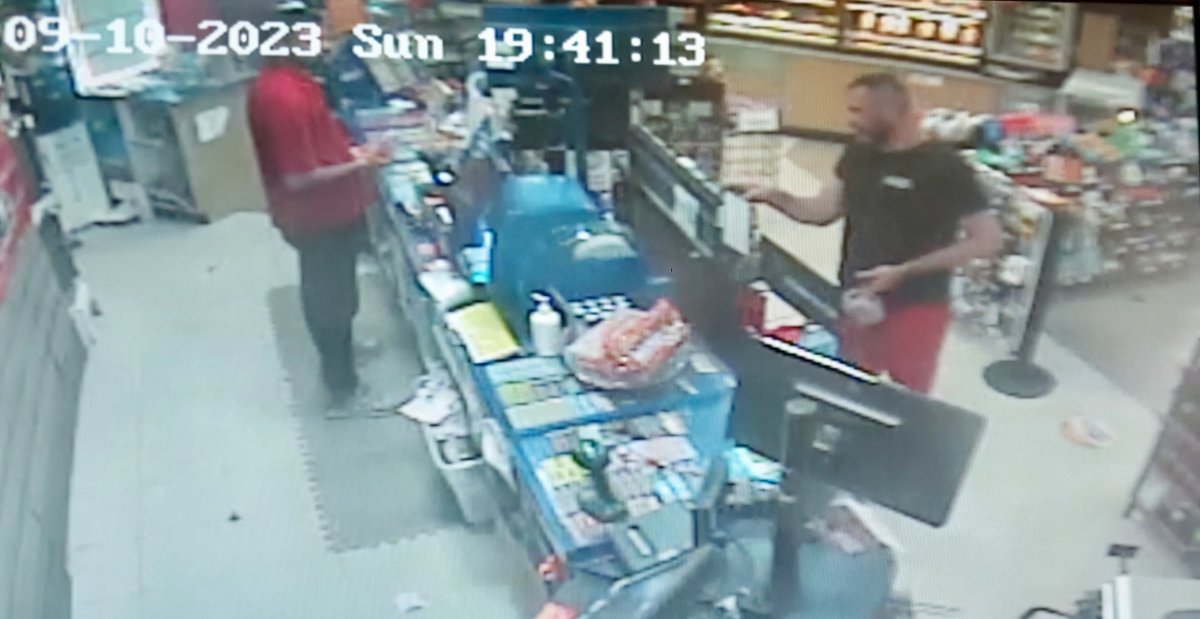 Peterborough County OPP are looking for two suspects — one seen here — in relation to stolen credit cards being used at a store in Havelock in September 2023.