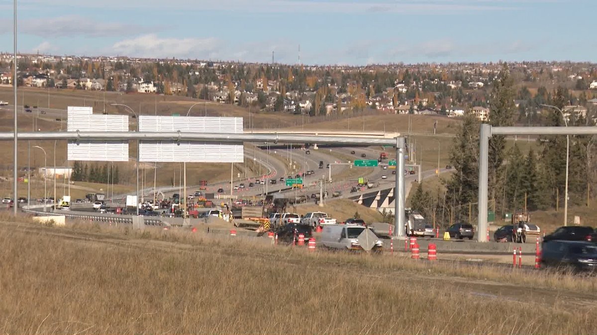 The newly-twinned bridge over the Bow River that is part of the West Calgary Ring Road is pictured on Oct. 19, 2023.