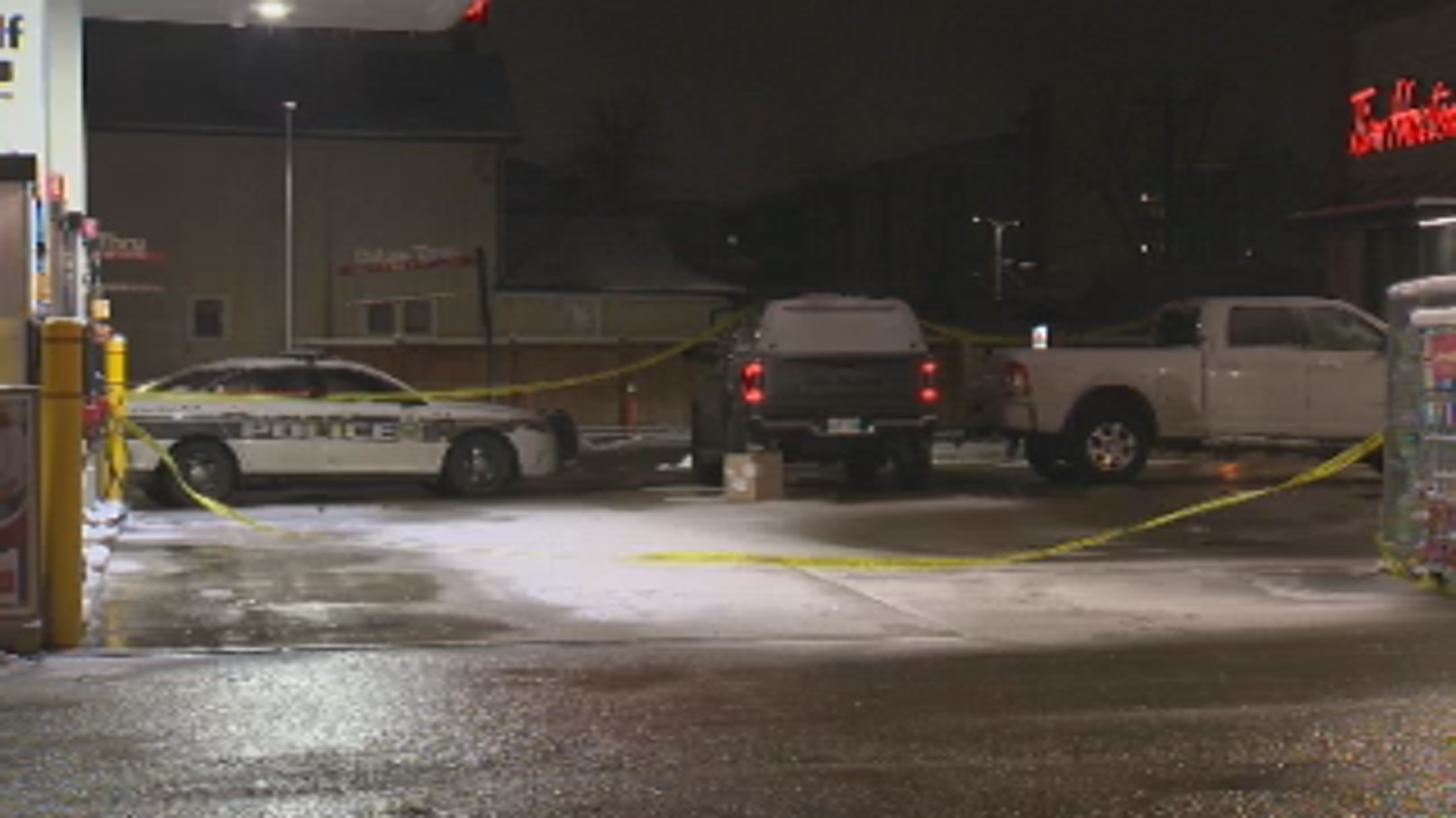 Police responded to a report of an assault with a weapon Friday night outside the Petro-Canada on Pandora Avenue West.
