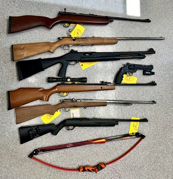 Firearms seized at a residence in Tweed, Ont. on Sept. 29, 2023 as part of a break and enter investigation.
