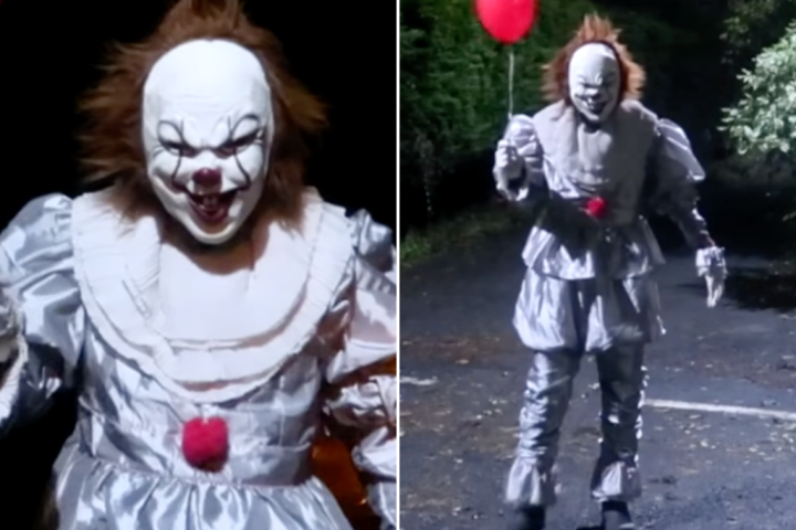 Creepy clown stalking Scottish village dares police to catch him in video