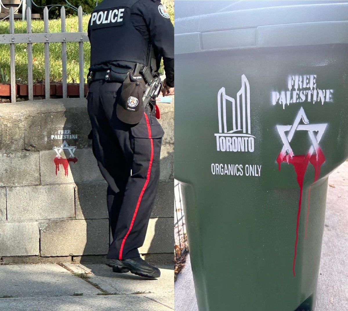 Anti-Semitic graffiti spray painted on several locations in Toronto.
