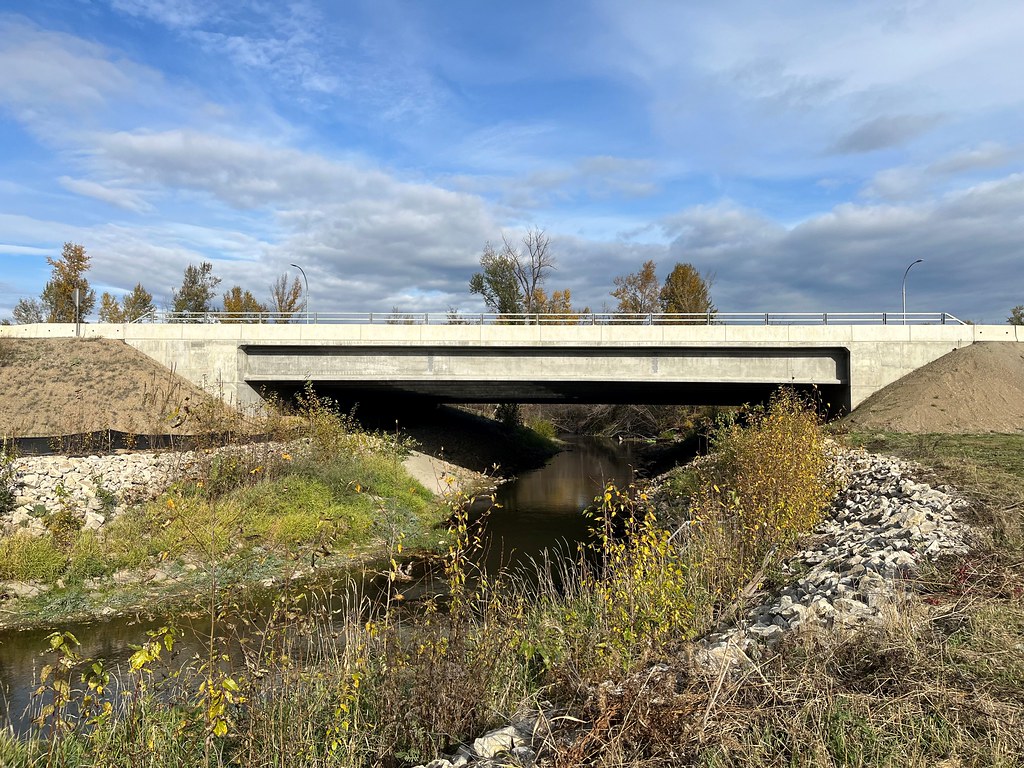 The Dr. Mary Thomas Bridge spans across the Salmon River on the new four-laned Trans-Canada Highway alignment across from DeMille’s Farm Market.