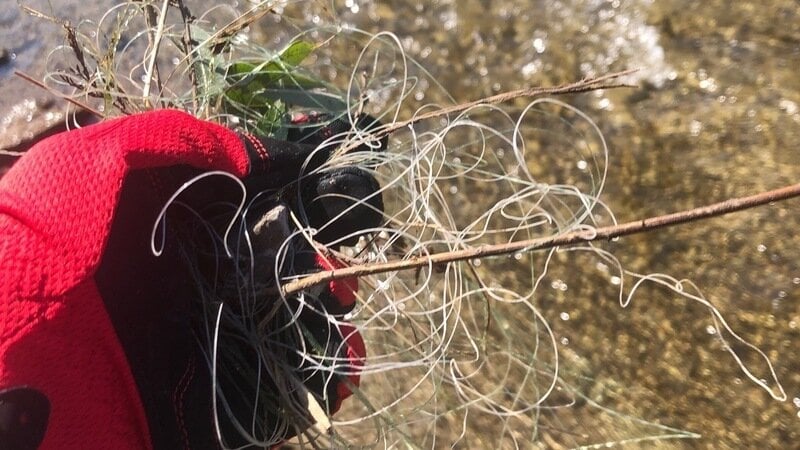 Some of the fishing line found during a cleanup along the Ganaraska River in Port Hope, Ont.