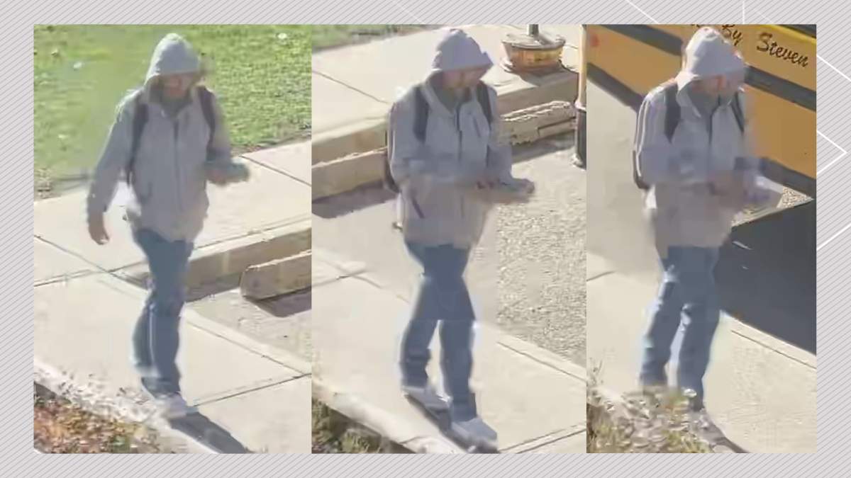 CCTV images of a man Calgary police believe was responsible for shouting anti-Semitic profanities and egging the Calgary Jewish Community Centre on Oct. 17, 2023.
