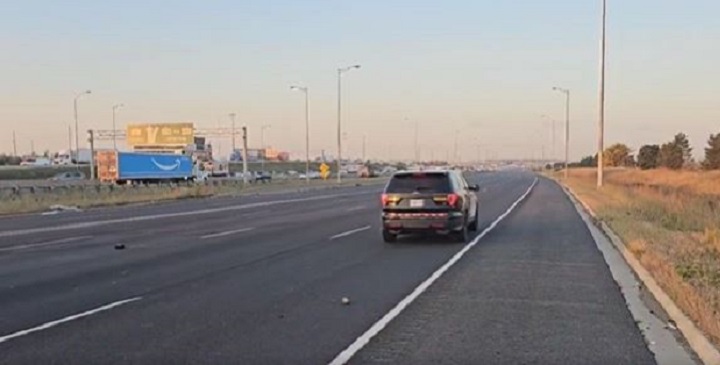Part of Highway 401 near Toronto Pearson Airport is closed on Oct. 3, 2023 following a fatal crash.