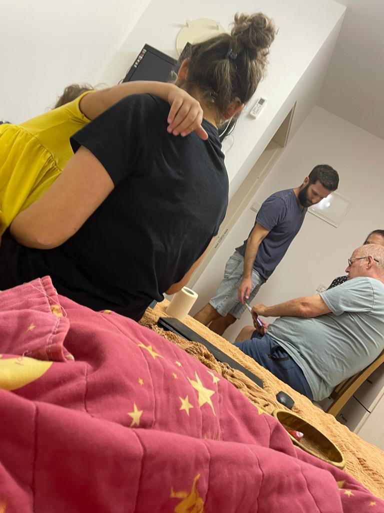 Family of Zehava Handelman in safe room during Hamas attack on Sufa, Oct. 7, 2023.