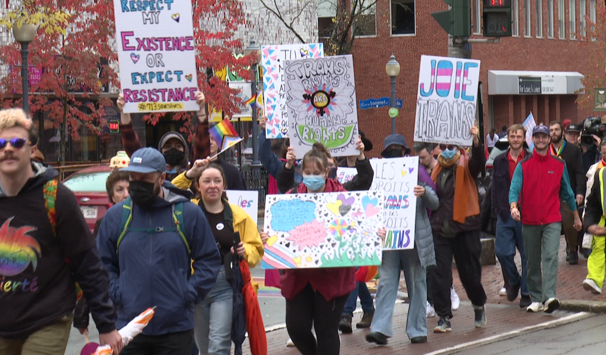 Hundreds marched in downtown Moncton on Saturday.