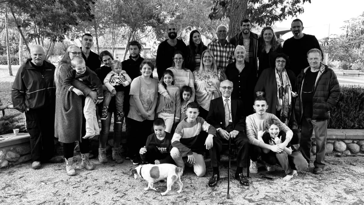 Moshe Ridler, seated in front, with his family.