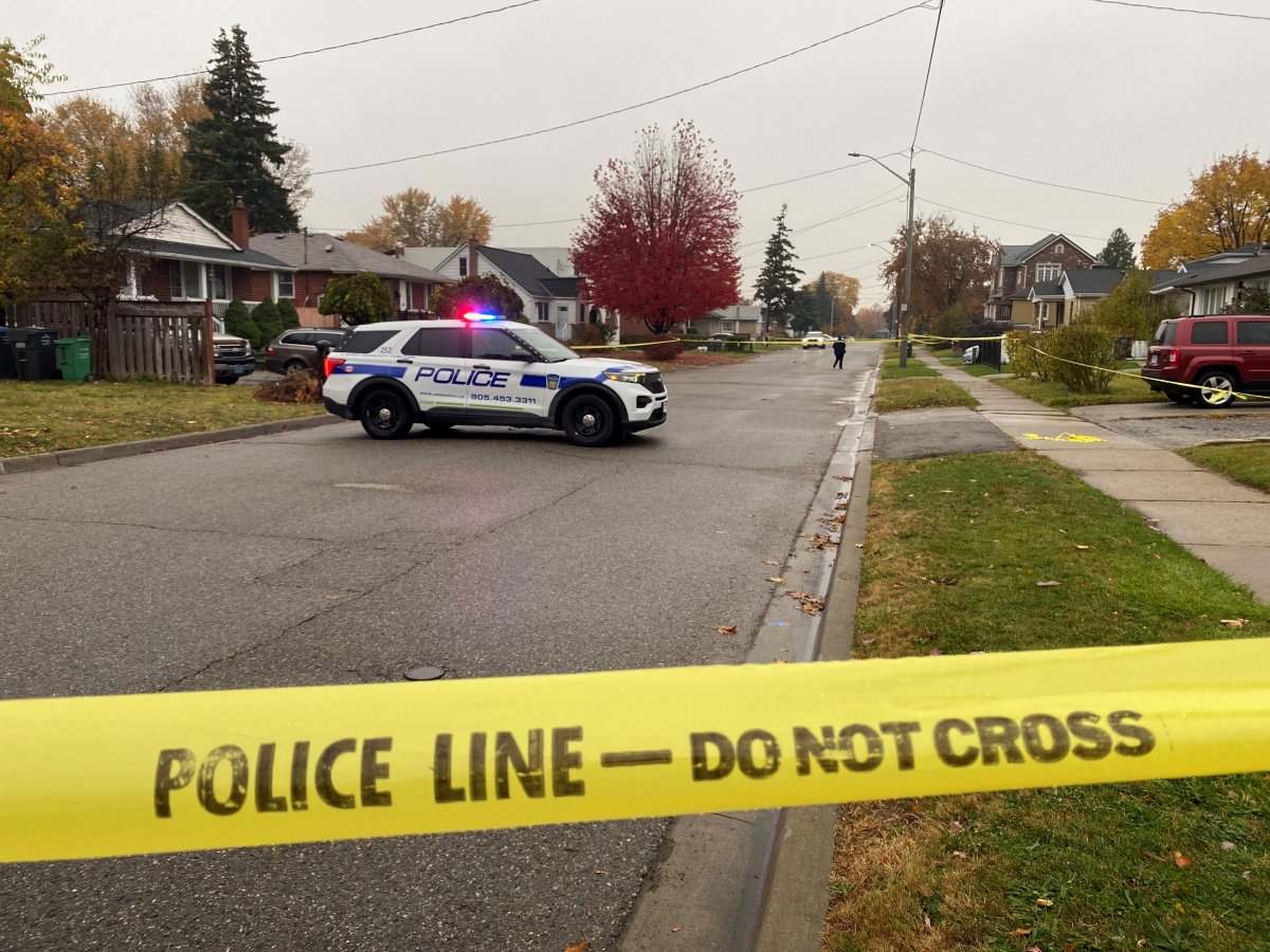 Police on scene after a shooting in Mississauga on Oct. 26, 2023.