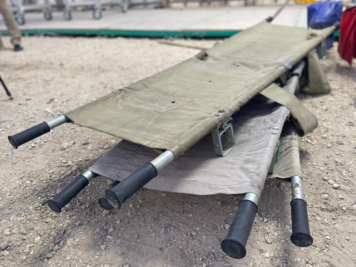 Stretchers at the forensic centre Ramla, Israel where victims of the Oct. 7 Hamas attack are identified, Oct. 24, 2023.