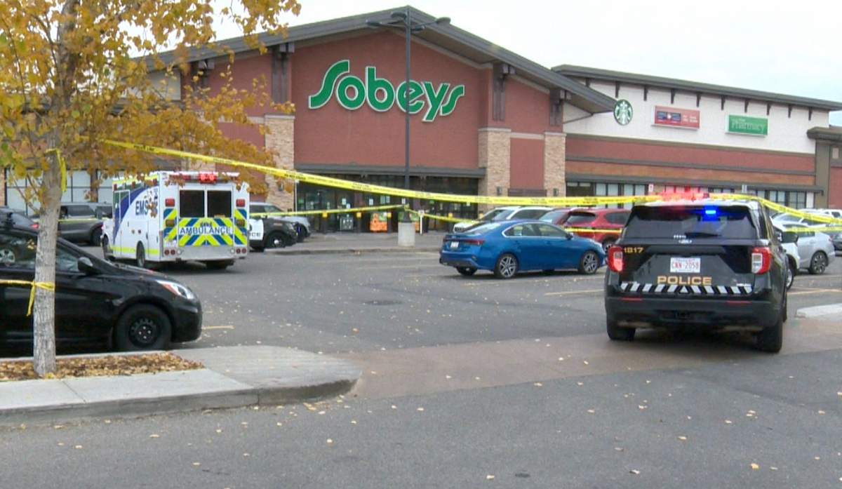 Calgary emergency responders on the scene following an alleged hit and run on Oct. 10, 2023.