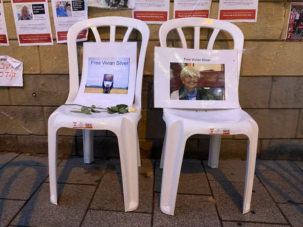 Free Vivian Silver posters, Tel Aviv, Israel.