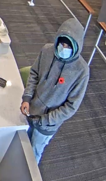 Photos of a man who police believe robbed a southeast Edmonton bank at 2:35 p.m. on Oct. 30, near Ellerslie Road and 50 Street.