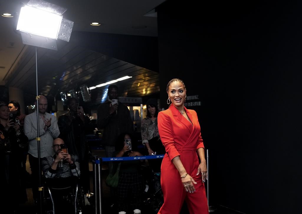 Trailblazing director Ava DuVernay poses for a photograph after unveiling the permanent plaque officially renaming Cinema 1 to the Viola Desmond Cinema in Toronto on Wednesday, Nov. 8, 2023. 