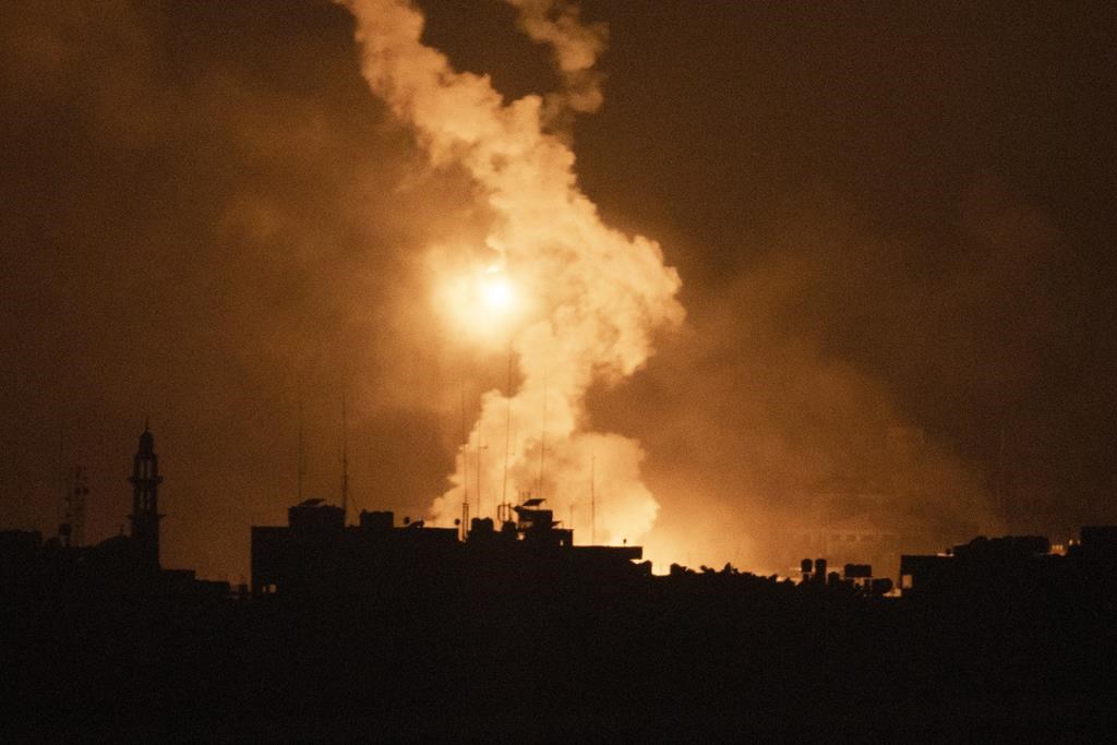 A standoff between student unions and the university over the Middle East conflict has caused friction at York. Flares rise over the Gaza Strip, as seen from southern Israel, Monday, Nov. 13, 2023. THE CANADIAN PRESS/AP-Leo Correa.