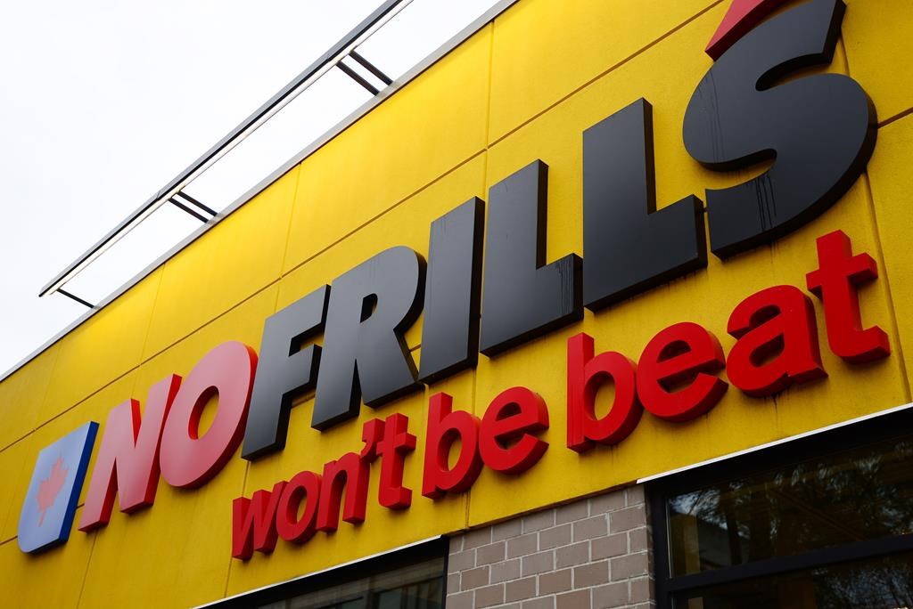 A No Frills store is shown in Toronto on Friday, Nov. 17, 2023. Unifor announced a strike deadline on Thursday, calling for higher wages and better working conditions for No Frills employees at 17 stores in Ontario. THE CANADIAN PRESS/Joe O'Connal.