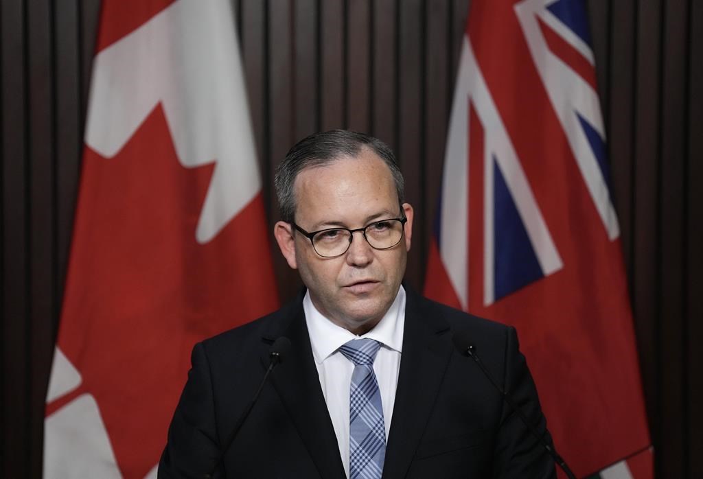 Ontario Attorney General Doug Downey holds a press conference at Queens Park in Toronto on Tuesday, Oct. 24, 2023. THE CANADIAN PRESS/Nathan Denette.