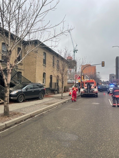 A car crashed into a balcony at 25th Street and 3rd Avenue.