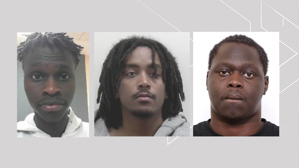 Three men Calgary police are looking for on Canada-wide warrants in relation to a Sept. 2021 kidnapping and robbery (L to R): Agout Atak Agout, Eyuel Tamrat and Bol Atak Agout.