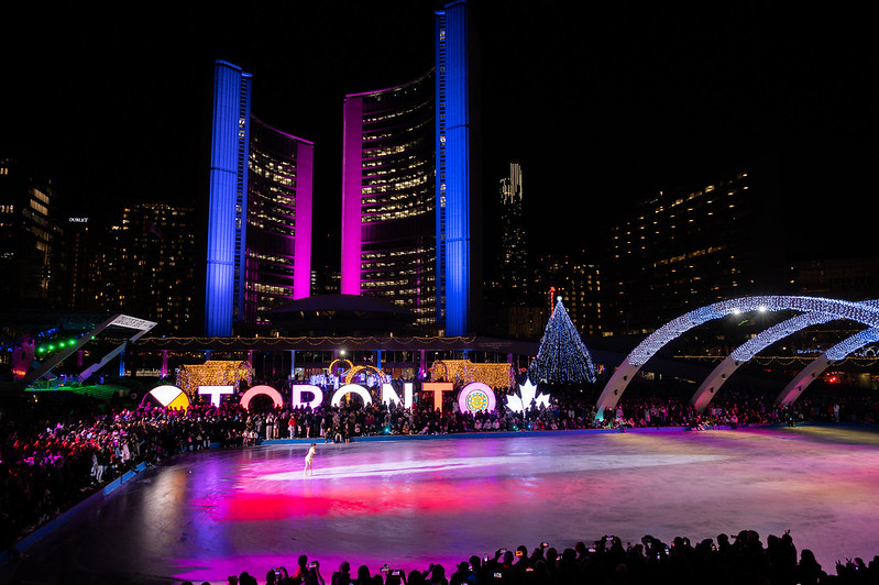 The 2022 Cavalcade of Lights is seen at Nathan Phillips Square.