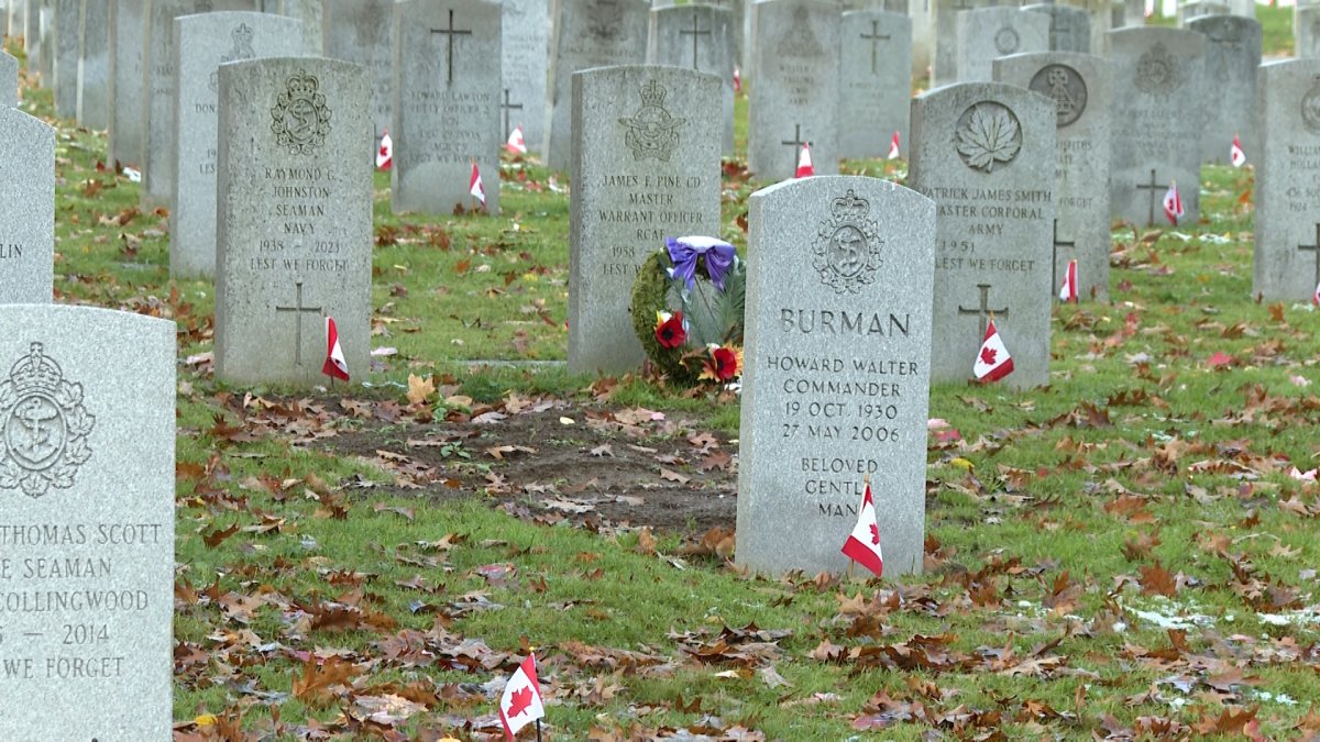 Flags were planted on the graves of the almost 2,000 fallen soldiers at Kingston's Cataraqui Cemetery.