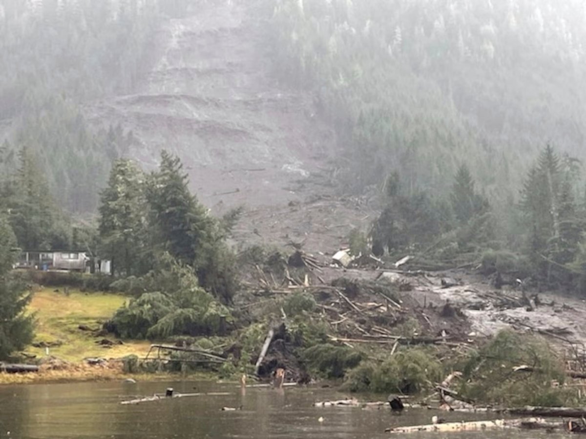 The aftermath of a landslide in Wrangell, Alaska, on Tuesday, Nov. 21, 2023.