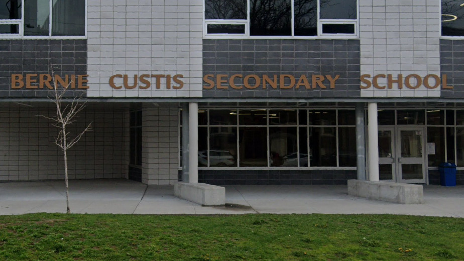 A 2023 photo of Bernie Custis secondary School on King Street East in Hamilton ont. 