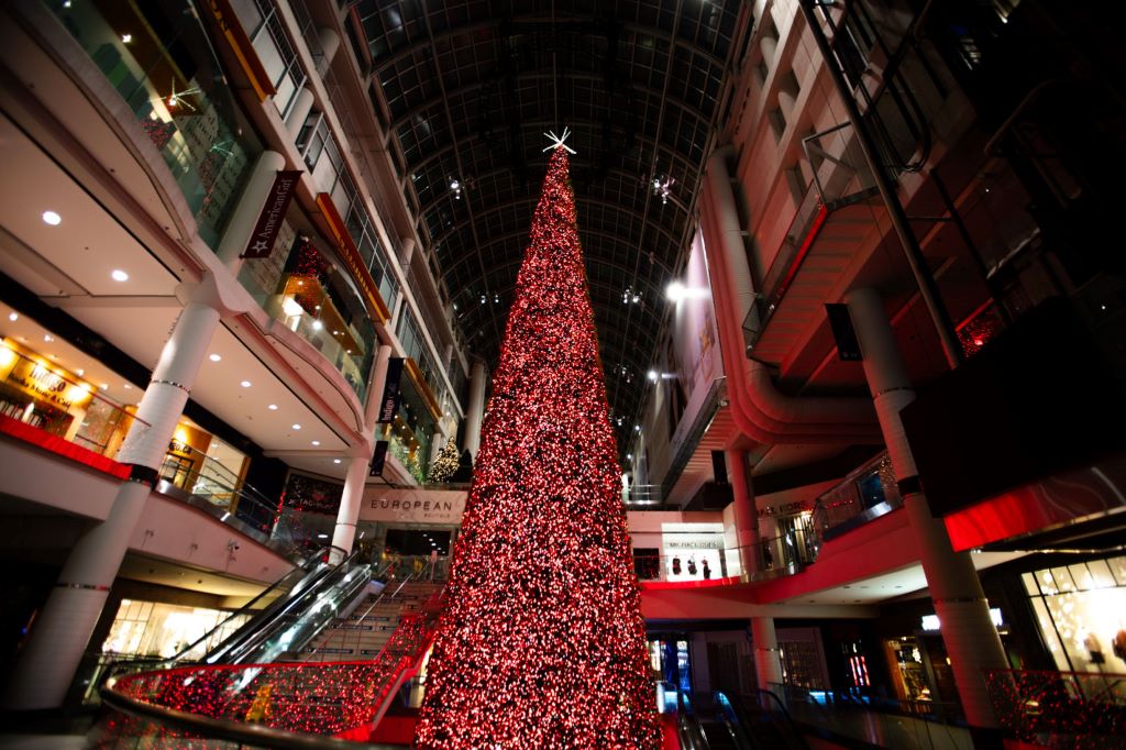 The Eaton Centre's 114-foot Christmas tree returns this year. 
