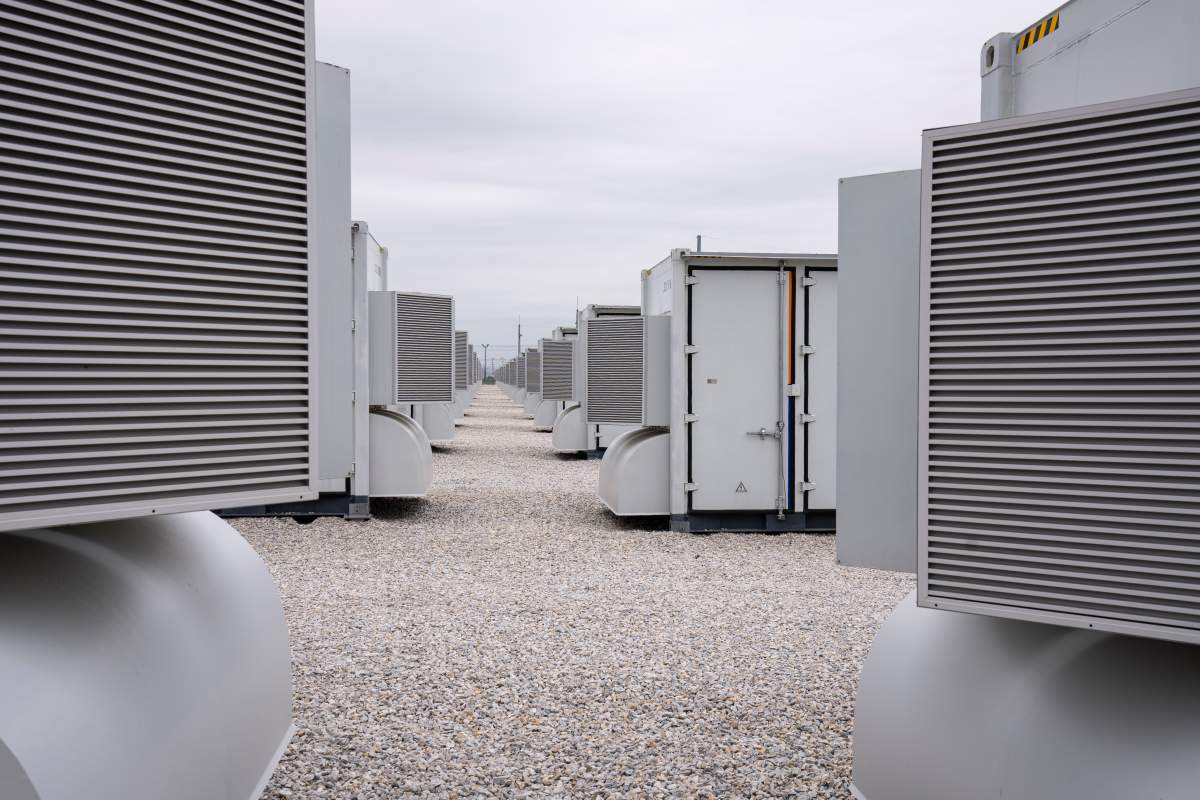 Photo of a battery energy storage facility in Saginaw, Texas, April 25, 2023. (AP Photo/Sam Hodde).