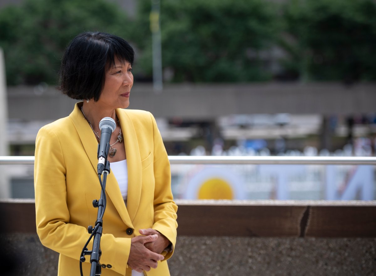 Newly elected Mayor Olivia Chow photographed during her first media availability after being officially sworn in at Toronto City Hall on Wednesday, July 12, 2023.