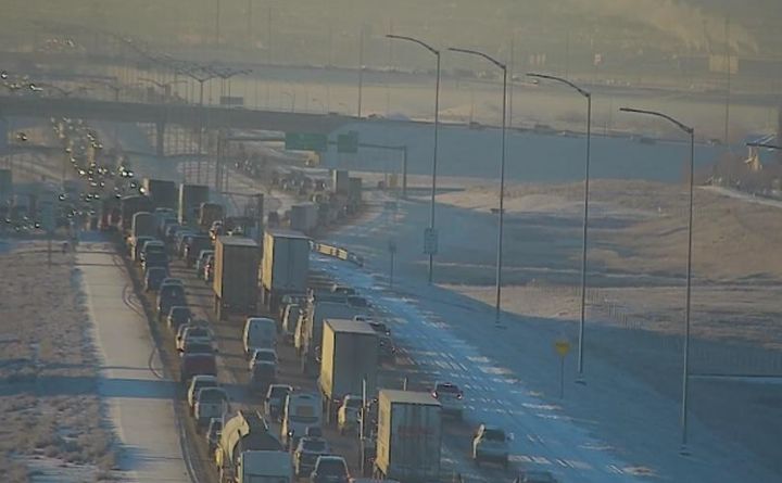 A view of 16 Avenue and Stoney Trail Northeast in Calgary on the morning of Nov. 16, 2023.