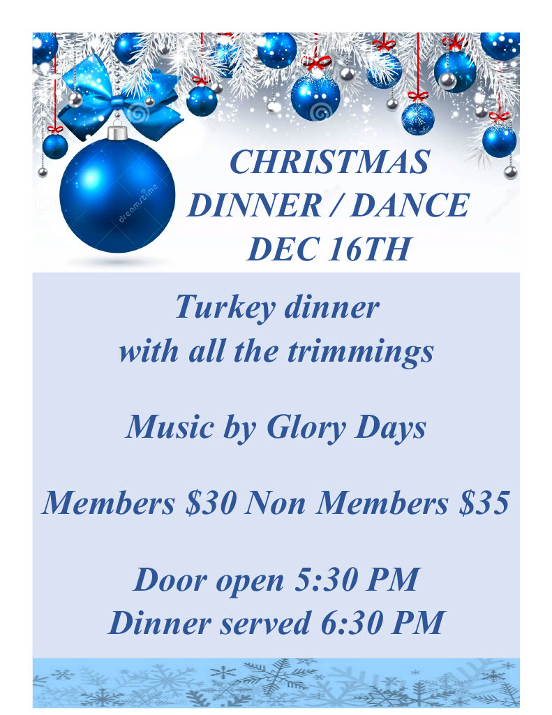 Christmas Dinner/Dance at Kelowna Legion Hall music by Glory Days