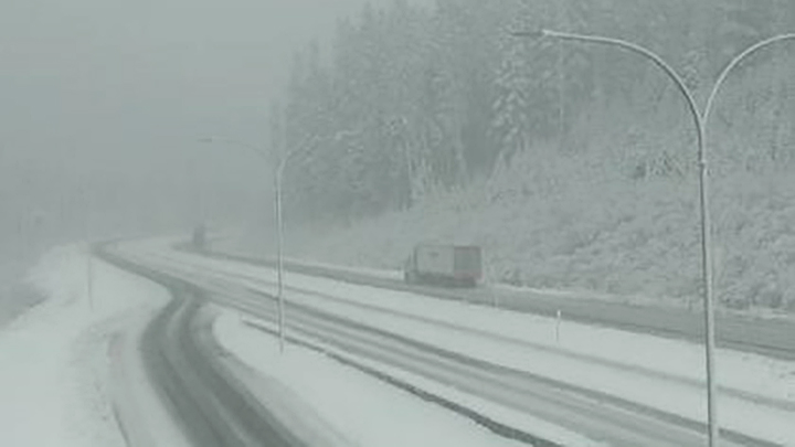 Weather and road conditions along the Coquihalla Highway on Saturday morning, Nov. 11, 2023.