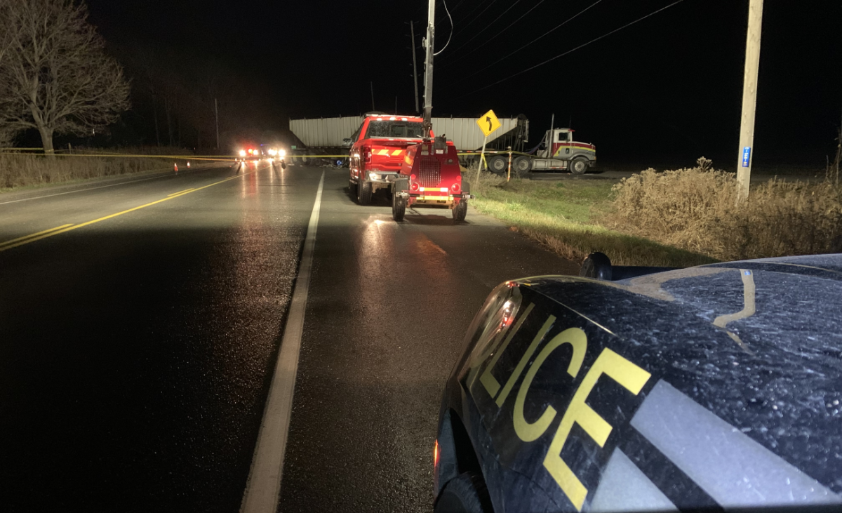 Northumberland OPP say one person died after a tractor trailer and motorcycle collided on County Road 30 in the Municipality of Brighton on Nov. 13, 2023.