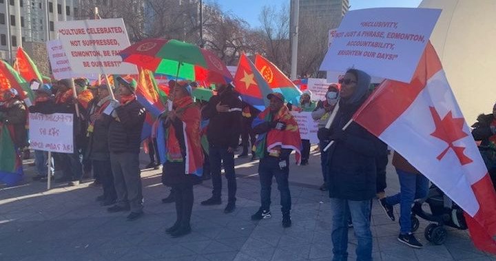 Members of Edmonton’s Eritrean community call for justice after tensions boiled over at August event