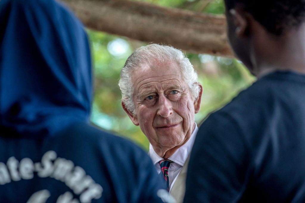 Britain's King Charles III looks on during a visit to Kuruwitu Conservation Area in Kilifi on November 2, 2023.