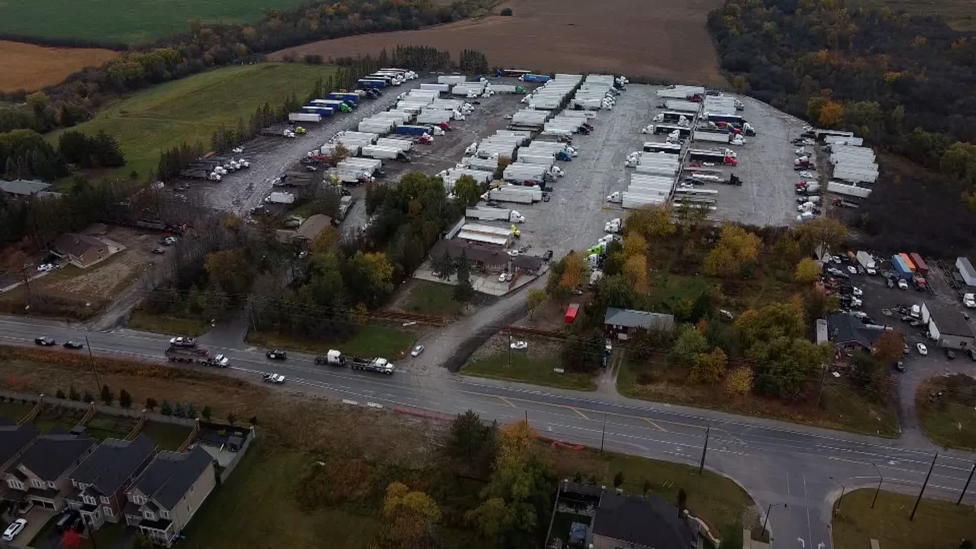 An image showing trucks parked in Caledon. This is a general image and not specific to the operations discussed in the story.