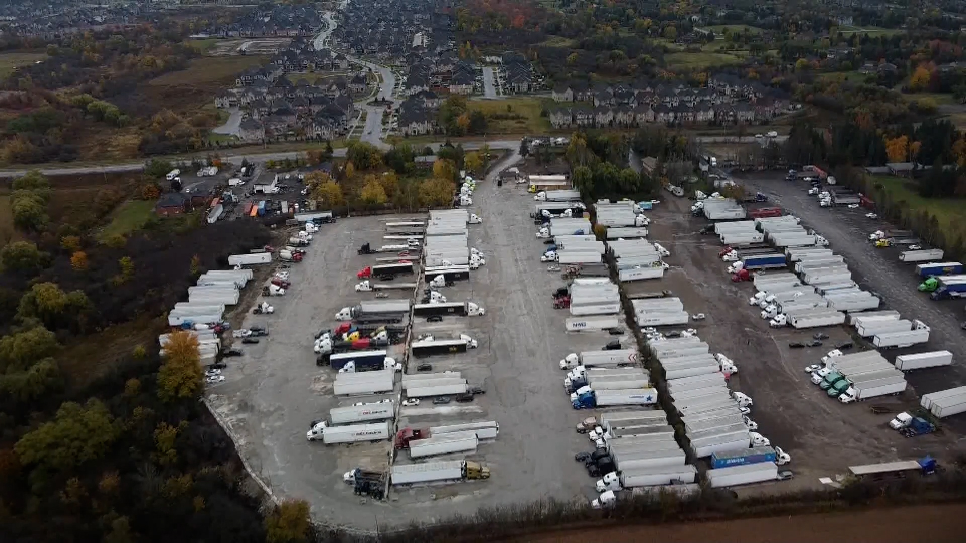 A second image showing trucks parked in Caledon. This is a general image and not specific to the operations discussed in the story.