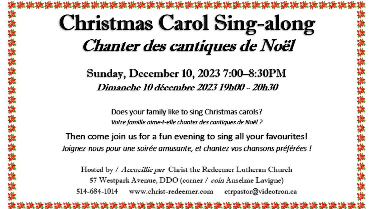 Christmas Carol Sing-along at Christ the Redeemer DDO - image