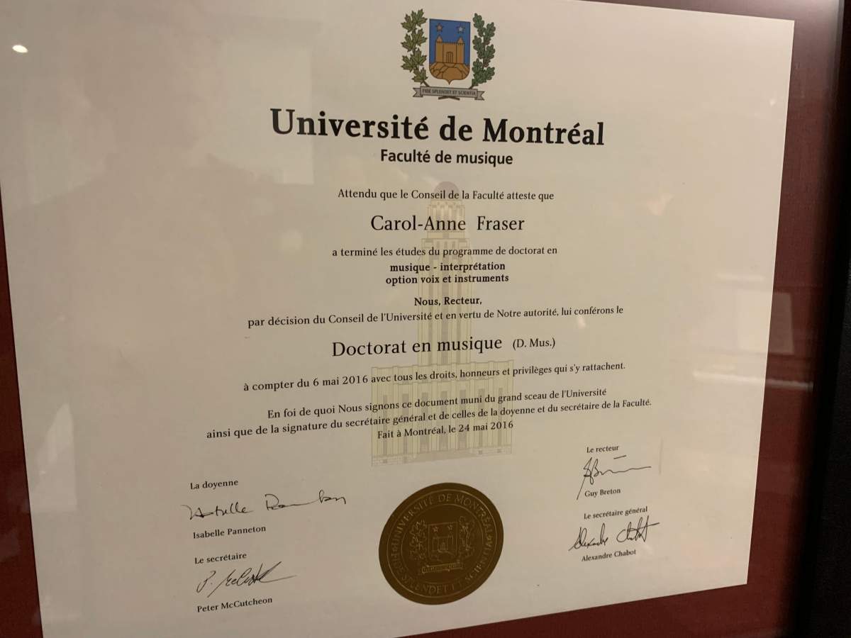 Carole-Anne Fraser opted to do her graduate studies at the Université de Montréal.
