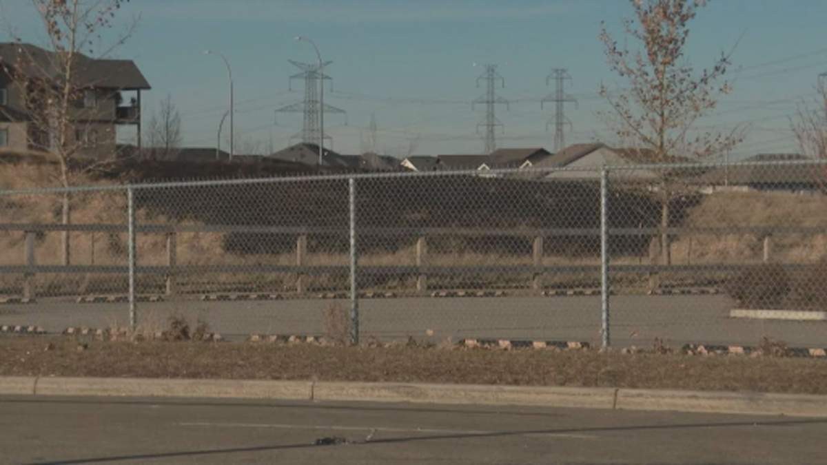 Burnt area from grass fire in the Ivor Dent area of Edmonton on Monday, Nov. 13, 2023.