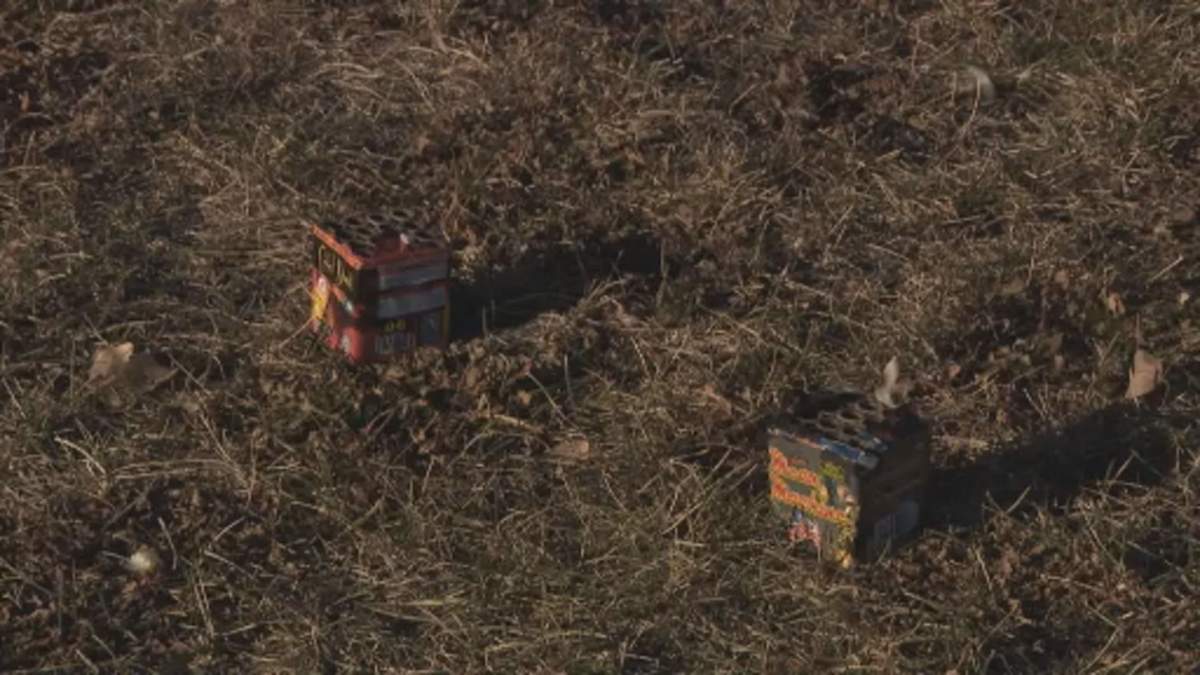 Firework debris and garbage left at the site of a fire in Ivor Dent, Edmonton, on Monday, Nov. 13, 2023.