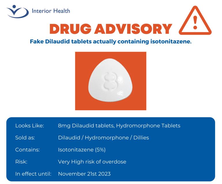 A warning from Interior Health about the fake tablet.