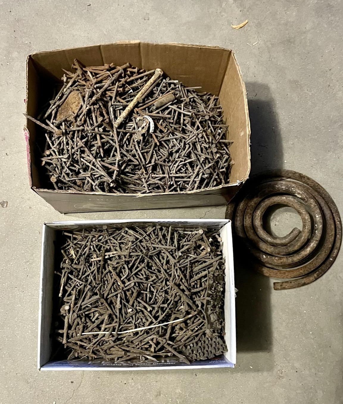 Nails and screws that the OFTF said it pulled from an illegal encampment near Lake Country.