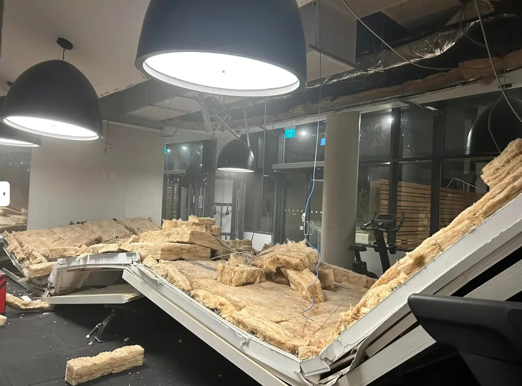 The ceiling of a new Toronto condo gym has collapsed.